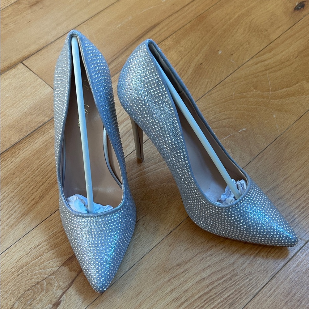 Nordstrom Lauren Lorraine Silver Stiletto Heels